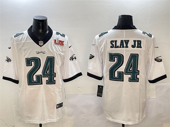 Men's Philadelphia Eagles #24 Darius Slay Jr. White 2025 Super Bowl LIX Patch Vapor Untouchable Limited Stitched Football Jersey Men's Philadelphia Eagles #24 Darius Slay Jr. White 2025 Super Bowl LIX Patch Vapor Untouchable Limited Stitched Football Jersey